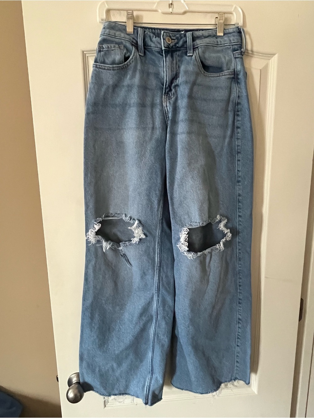 Hollister High Rise Wide-Leg Ripped Knee Jeans Juniors Size 3